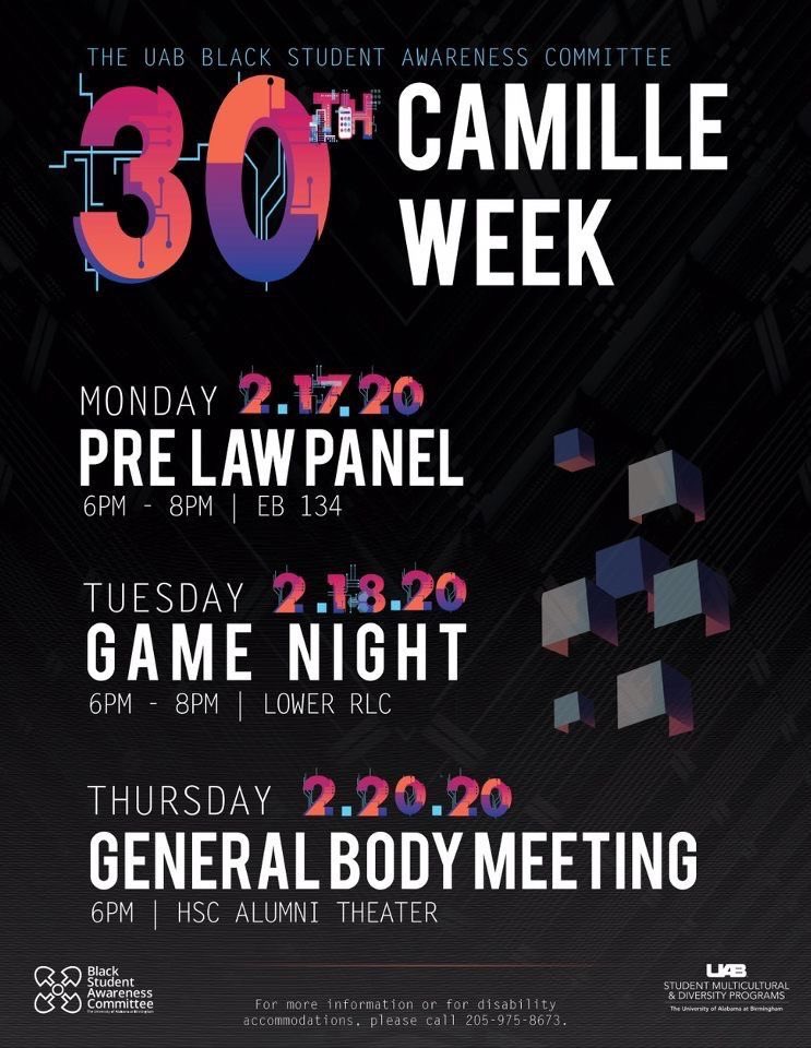 Join Us for a lot of fun and information for Camille Week . Don’t forget to GO GET YOUR STEP SHOW TICKETS 🎫 #bsacatuab #uab23 #uab22 #uab21 #uab20