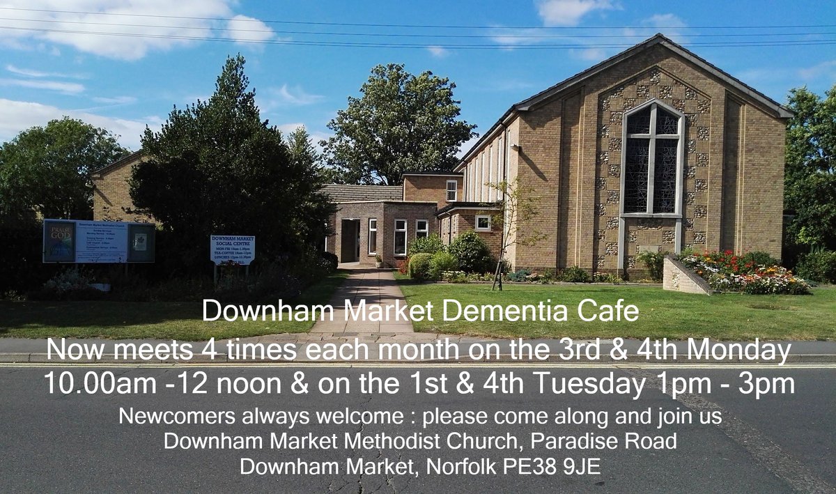 Downham Dementia Cafe next opens Mon 17th Feb &amp; Mon 24th Feb 10.00am to 12.00 Noon and then Tues 25th Feb 1pm to 3pm. Please come along &amp; join us, newcomers are always welcome.  We now open 4 times each month.
#dementia #downhammarket