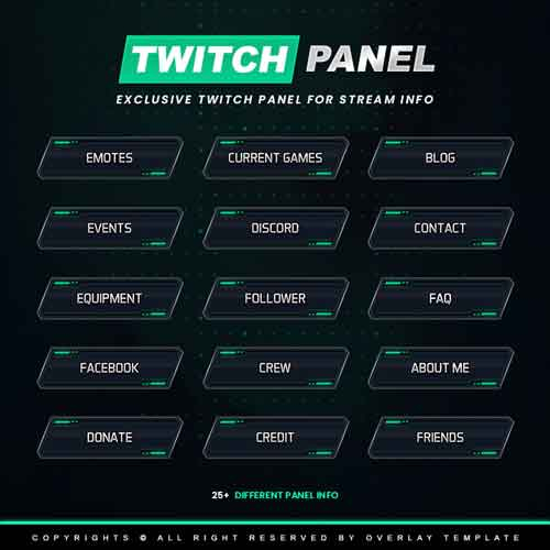 OverlayTemplate's tweet photo. Here you will find many awesome Panel designs for your Chanel display. We provide a futuristic and modern βParallelogramβ design with a dark background. #overlaytemplate #twitch #panel #streaming #twitchstreamer #twitchaffiliate #twitchtv #mixer #youtubegaming #streamgfx https://t.co/XEEWYiNENp