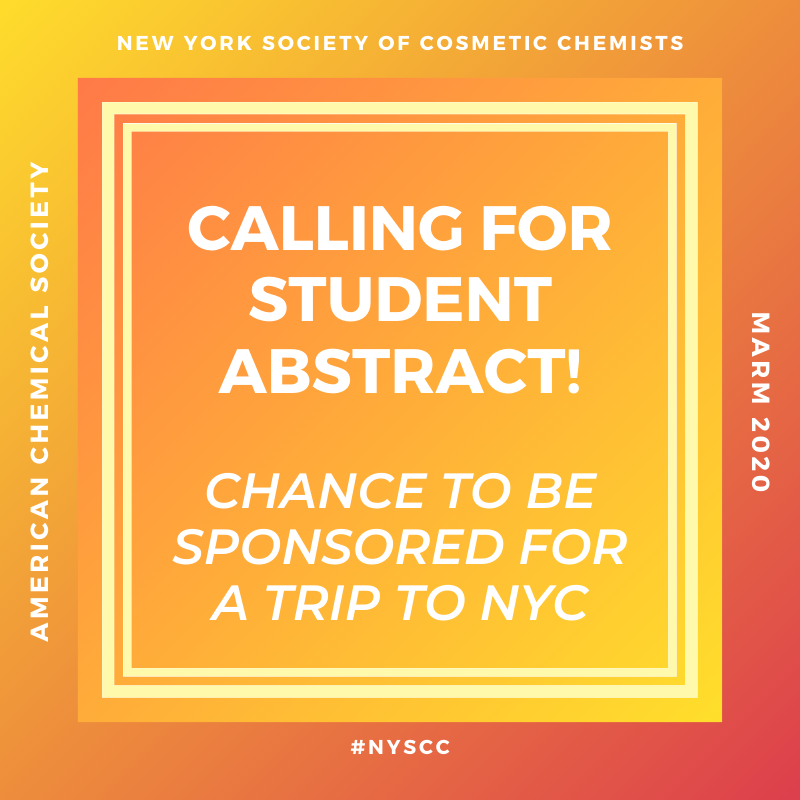 NYSCC's tweet photo. Don't miss your chance to present your cosmetic chemistry-related poster at #MARM2020, hosted by ACS New York. You stand a chance to be sponsored by NYSCC for a trip to NYC to attend the event!!!

More information at https://t.co/0YskqX3GOD

#nyscc #MARM2020 #cosmesticchemist https://t.co/5HWJ0kf10b
