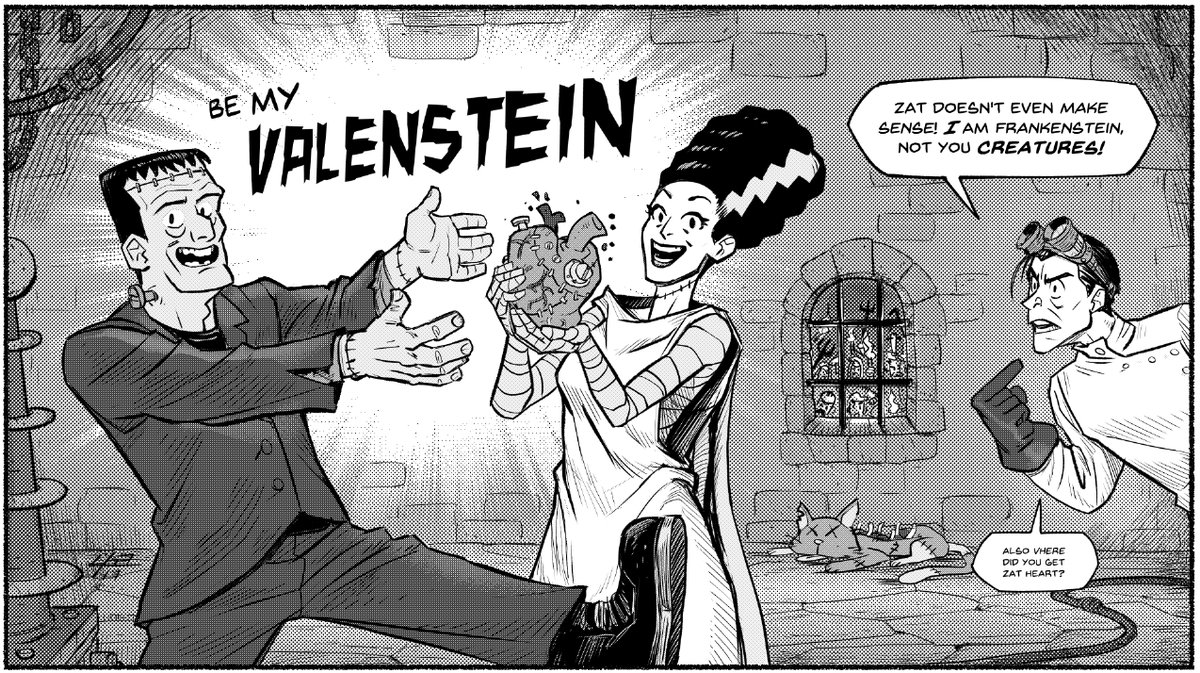 No time to make a thing this year so here is the thing from last year, when I had to look up who invented gasoline and was very surprised to find that yes, it was Dr. Frankenstein.
Real genius, zat one. 