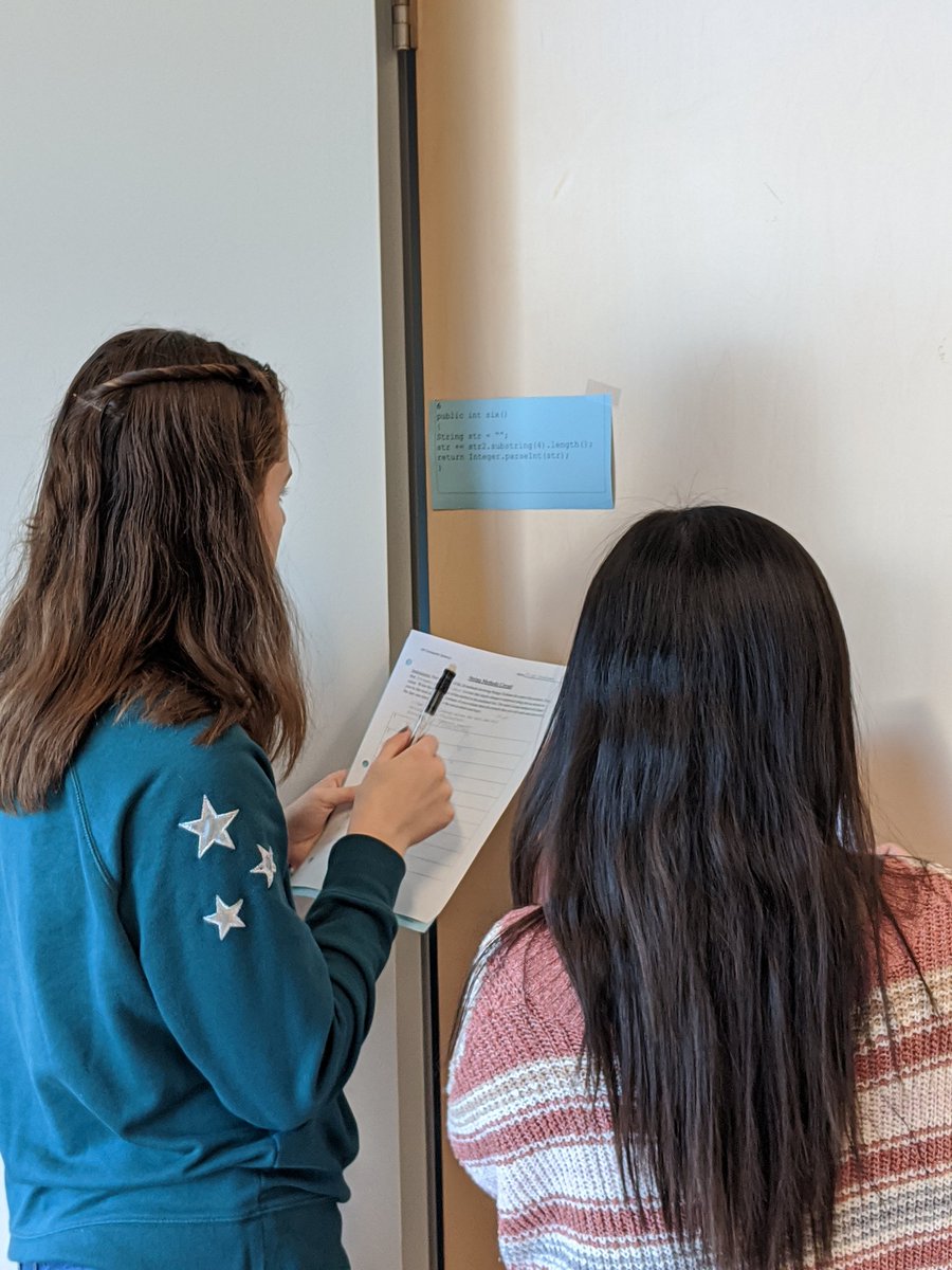 MathCSLady's tweet image. I love it when students are actively engaged for an entire 90 minute class. Thanks to @PearDeck and a circuit activity, my #apComputerScienceA students had lots of practice with Strings methods today!