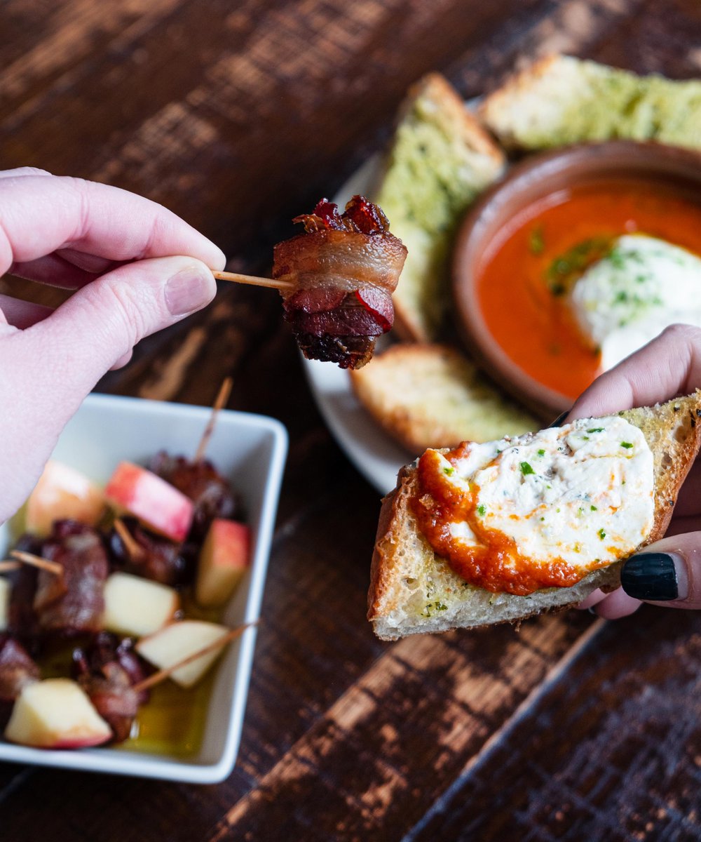 POLL: Who's your #Valentine? Baked Goat Cheese or Bacon-wrapped Dates. ⬇bit.ly/2LuC6w6