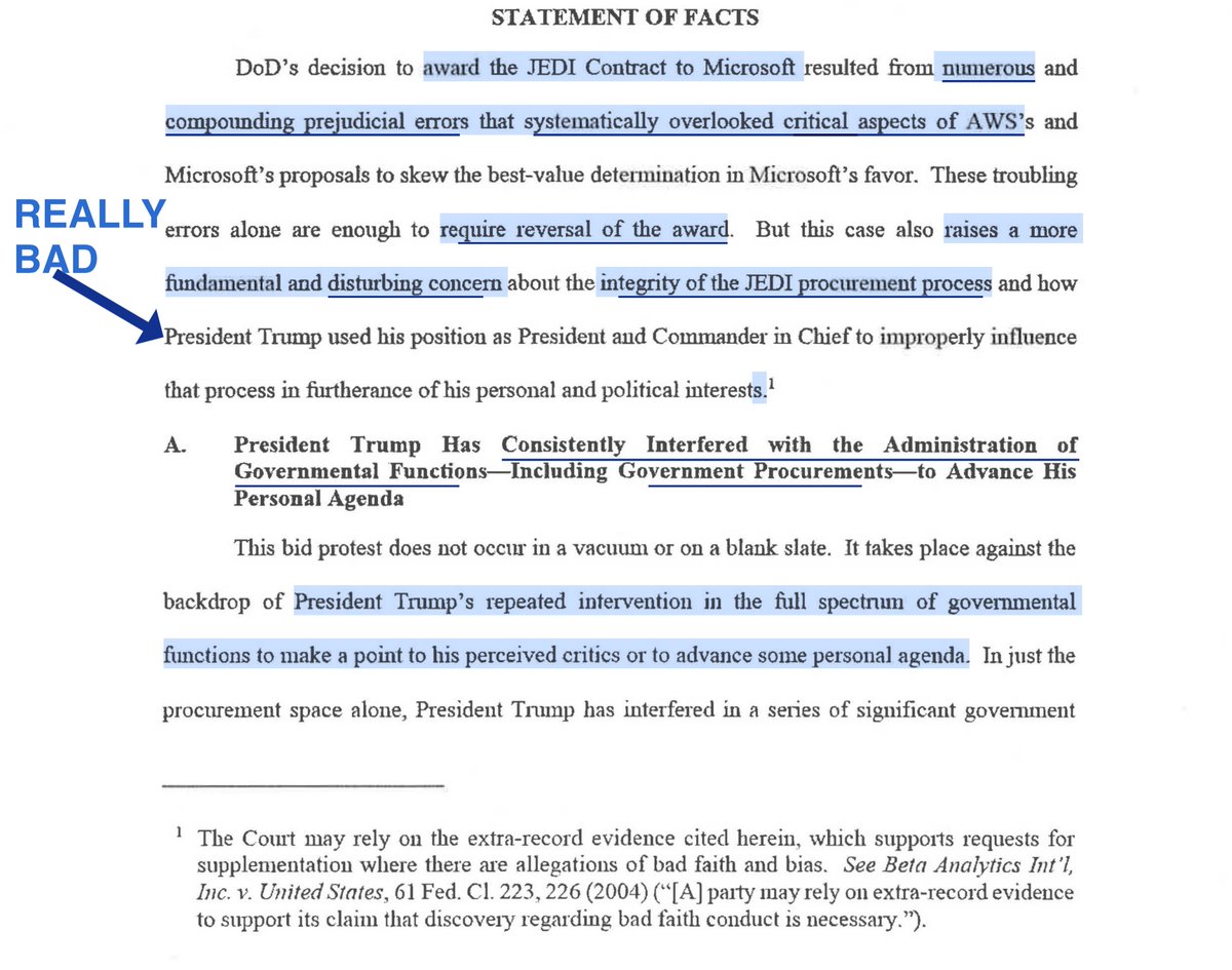 AWS “statement of facts” let’s drill down.(I spend my lunch time dissecting Trump’s BS)AWS cites the $400M Fisher Industries award  https://drive.google.com/file/d/1exRRHf0xwFkWqkFLq7hpqlHneWaV9sxF/view?usp=drivesdkSee thread (sourced to the teeth), AWS sets forth a predicate FYI DOD-IG launched an Investigation https://twitter.com/File411/status/1201713732742795265?s=20