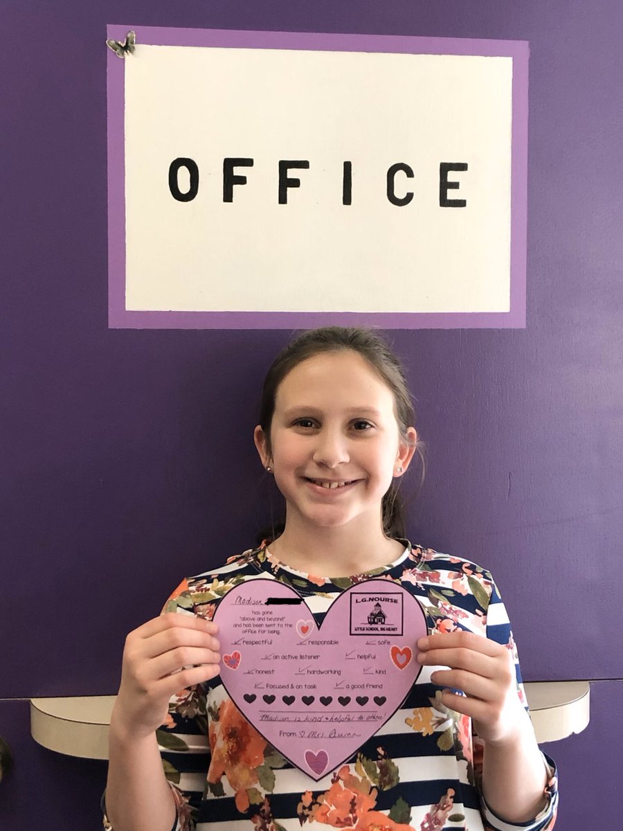kwinsper's tweet photo. Congratulations to this awesome 3rd grader for earning a #BigHeart on Valentine’s Day! This #rockstar is kind and helpful to others! How lucky I got to take her picture! @catherineluke49 #LittleSchoolBigHeart https://t.co/6XKqSHhw3L