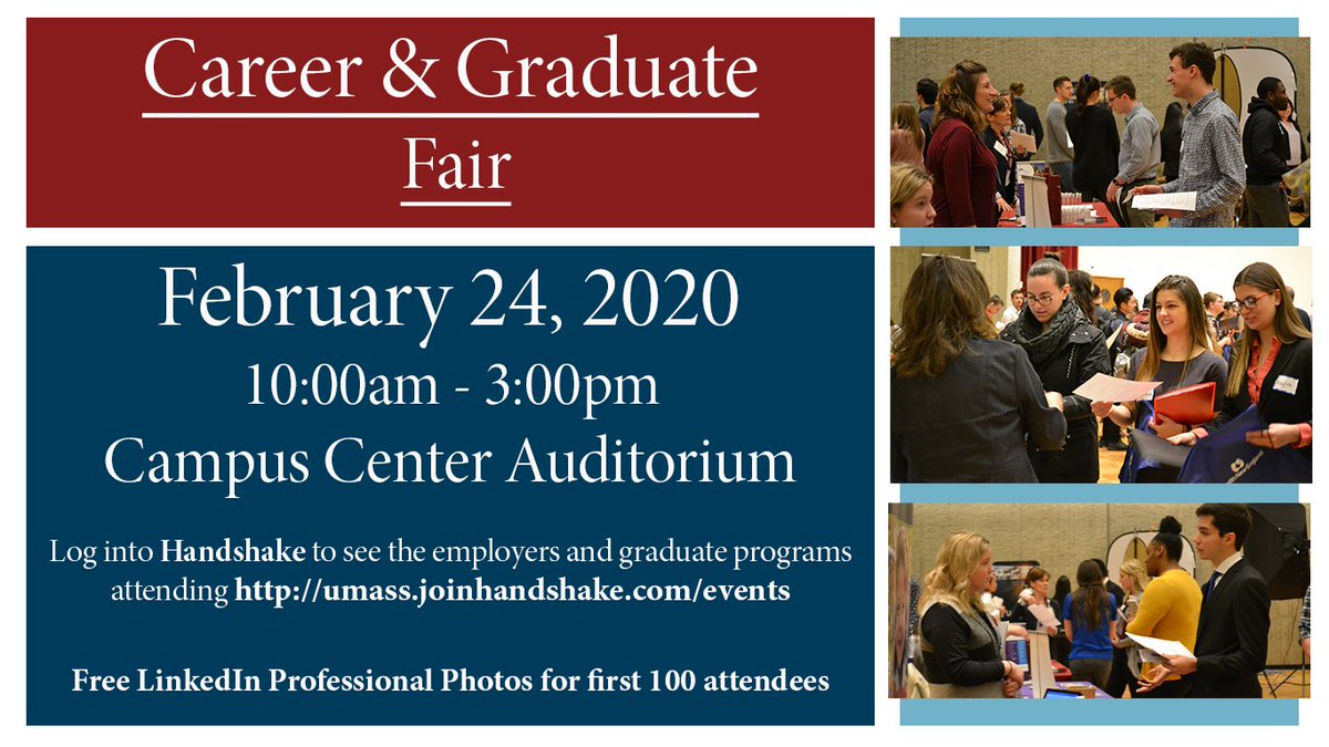 UMass Amherst SPHHS (@umasssphhs) on Twitter photo Join us for our annual Career Fair where you can learn about volunteering, internships and full-time opportunities with profit, non-profits, education and government agencies!
Click the link to access workshop info to help you make a strong impression --> bit.ly/2uqB525 Join us for our annual Career Fair where you can learn about volunteering, internships and full-time opportunities with profit, non-profits, education and government agencies!
Click the link to access workshop info to help you make a strong impression --> bit.ly/2uqB525