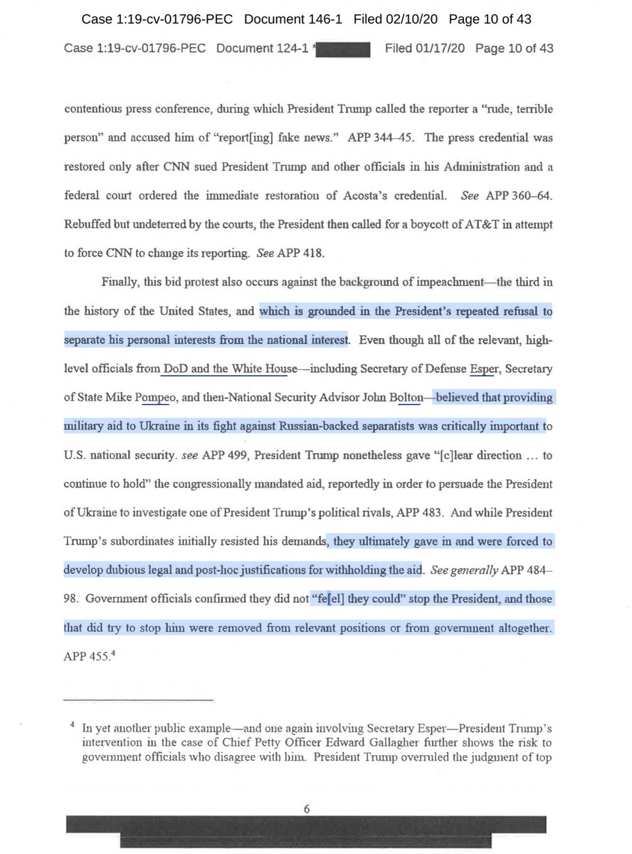 Here AWS goes there“ultimately gave in and were forced to develop dubious legal and post-hoc justifications for withholding the aid.. "fe[el] they could" stop the President, and those that did try to stop him were removed from relevant positions or from government altogether”