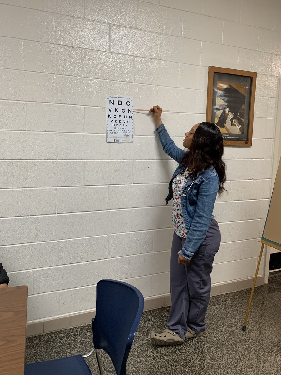 CTE Week: Nursing Fundamentals students focusing on vision and health screenings