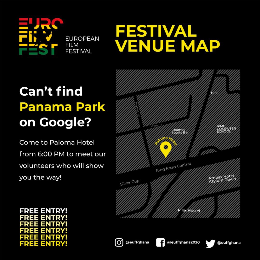 euffghana's tweet photo. Hello people.. it’s been an exciting journey so far! We’ll be screening some wonderful films tonight at the Panama Park! See you there 🥳💃🏻😍❤️ @EuropeInGhana #ValentinesDay with #EUFFGHANA https://t.co/8fzeNVcOxE