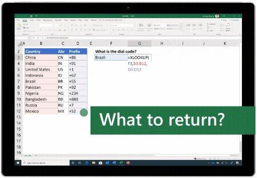 XLOOKUP function being used in Excel spreadsheet