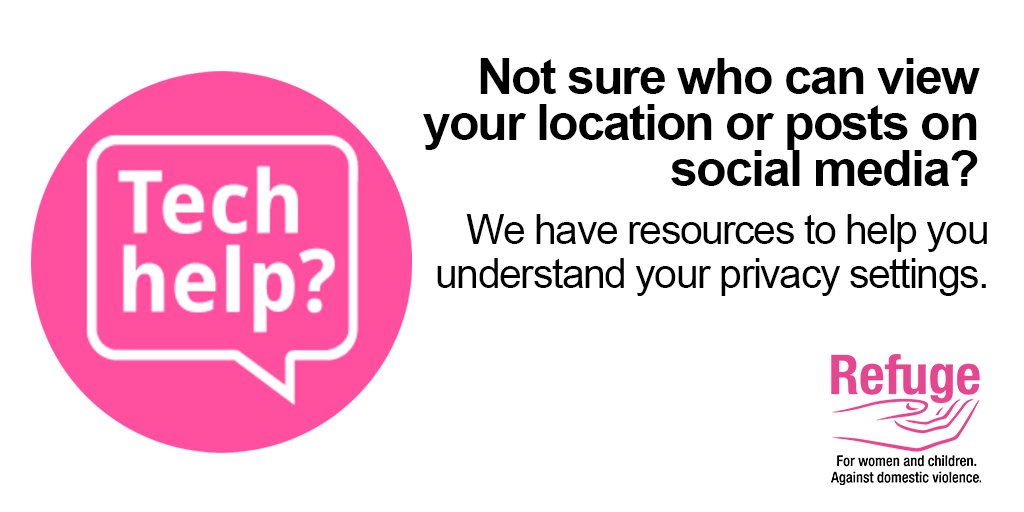 RefugeCharity's tweet image. Are you worried your partner may be using Twitter, Snapchat or Facebook to track you? Taking control of your social media privacy settings can feel overwhelming but our #TechBot can help you feel safe: bit.ly/2M5xH2g