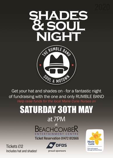 Rumble fans, a date for your diaries, Sat 30th May at The Beachcomber Cleethorpes in aid of The Marie Curie Charity. Free Rumble hat & shades for all on the night. 01472 812666 for tickets.