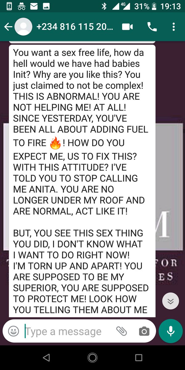 98.Anita& #39;s mother together with Anita wanted me to get her pregnant!I made it clear I didn& #39;t want sex, romance and any of it with her, but she did not want to hear.The woman said I would see her in pains and won& #39;t come around to massage her legs...Imagine!