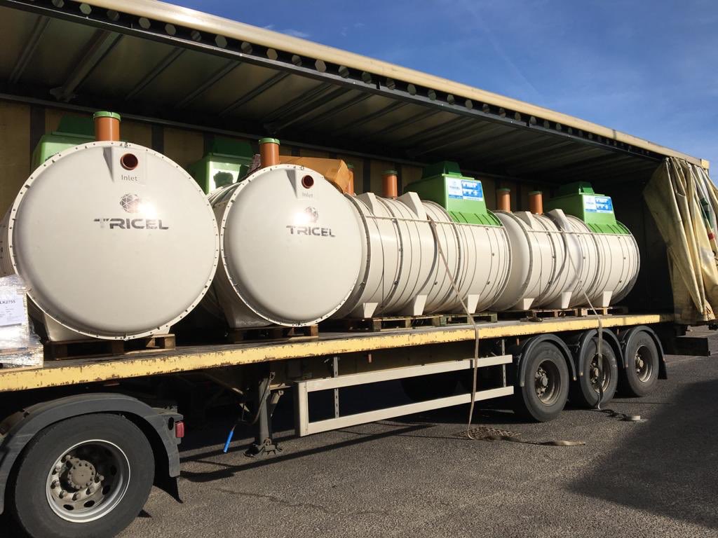 Supply Chain Management (SCM) has been a key part of Mantair’s success over the last two decades, and has helped increase our competitiveness and efficiency.  Today has seen one of our key suppliers, Tricel deliver another four sewage treatment plants for installation next week.