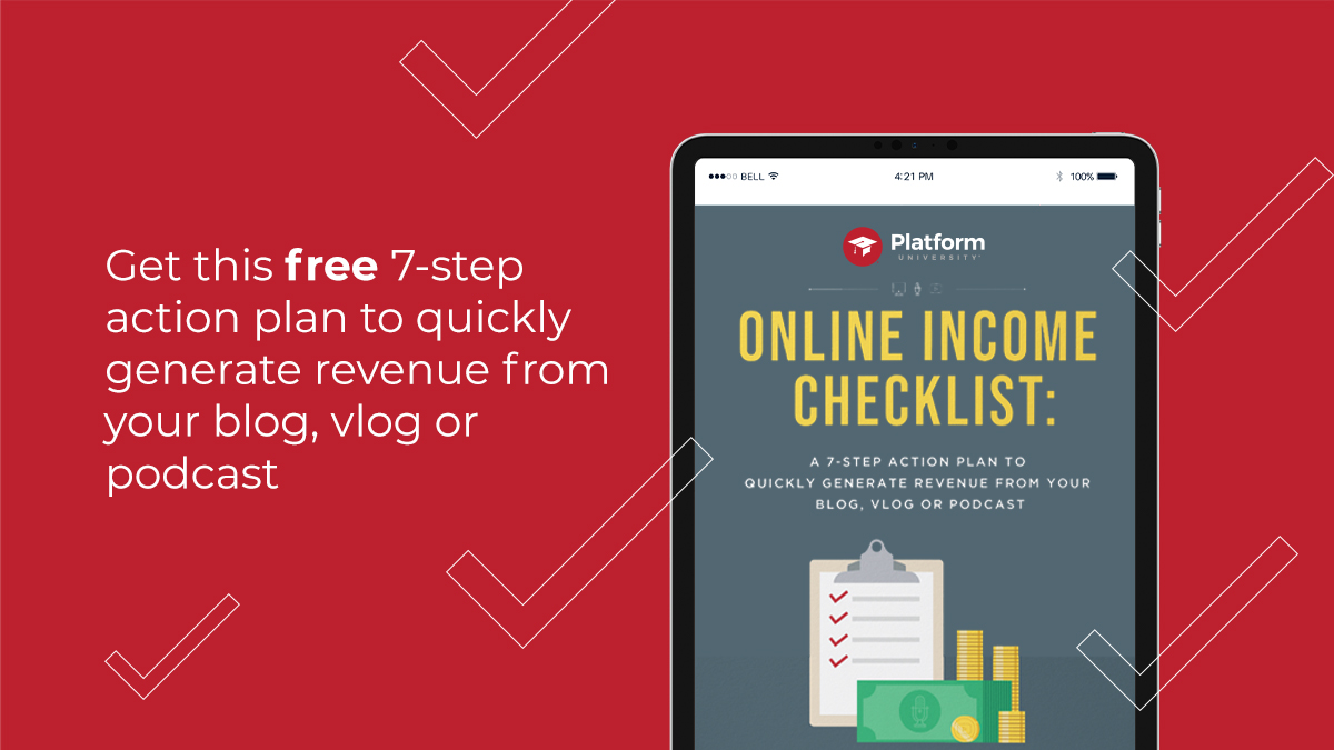platformU's tweet photo. Every growing platform needs income to offset the cost of having a platform. This income can grow to the level of replacing your day job’s income! Whether you’re just starting out or want to get to that income level, here’s a FREE checklist that can help: https://t.co/WU9yAfz9g7 https://t.co/mlje5fyjIB