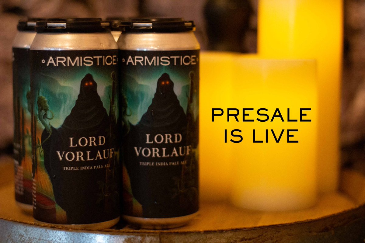 ArmisticeBeer's tweet photo. Reserve your cans for pickup 🖤🖤🖤

Don’t miss the chance to take home our first ever Triple IPA! Lord Vorlauf (10.5% ABV) can be reserved online by going to https://t.co/XslqyHOtxf. Online orders will have until Friday, February 21 (1 week) to pickup their orders. https://t.co/xAVaPl9RqQ