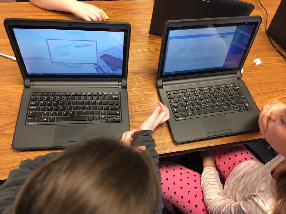 evanseinsteins's tweet photo. Einsteins are choosing biomes based on location to study weather and climate using Minecraft EDU. The coolest ever! Thanks Candace! @Livelycel @PlayCraftLearn @bakerelembears @blairhivey #minecraftrocks https://t.co/8nzYCAF4rz