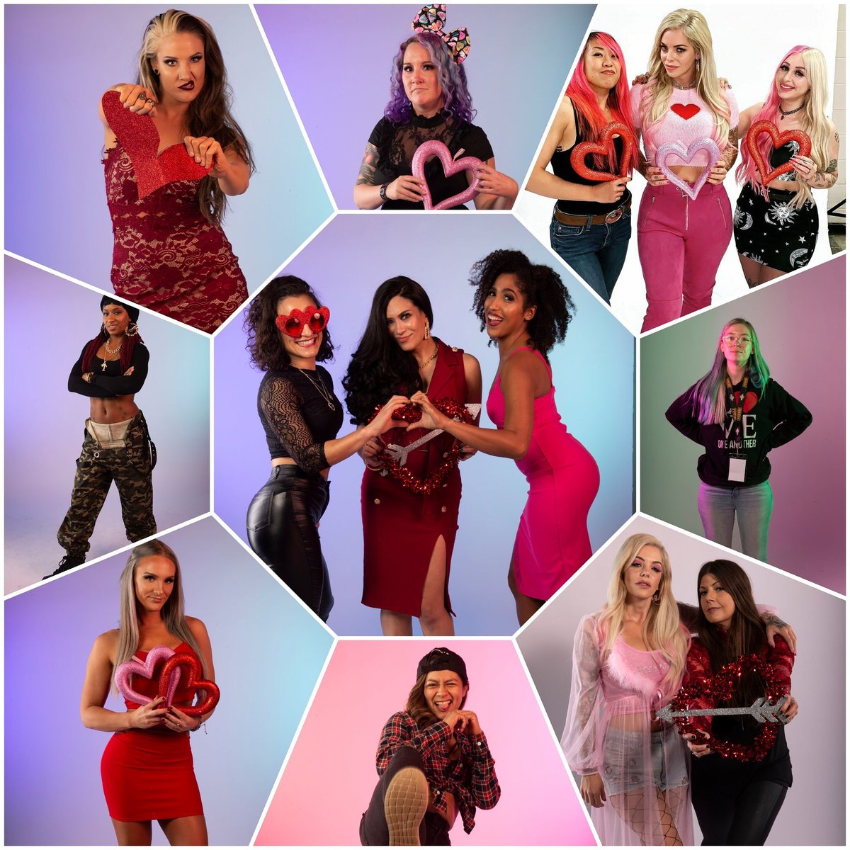 Happy Valentine's Day from all of us, to all of you! @nwa @Sienna @RealTSteelz @kamillebrick @ashley__vox @mayradiasgomes @sstaria @kidcadet @heykarentran @NWAMaureen @thunderrosa22 @RealMelina @MartiBelle 📷 @johnmosesphotog