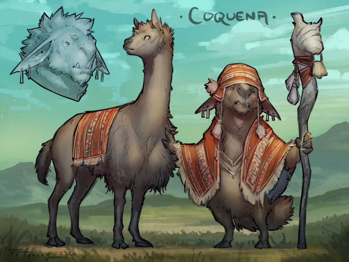 Day 28 of creatuanary 2020! The Coquena with his vicuña! ? 

#Creatuanary #characterdesign 