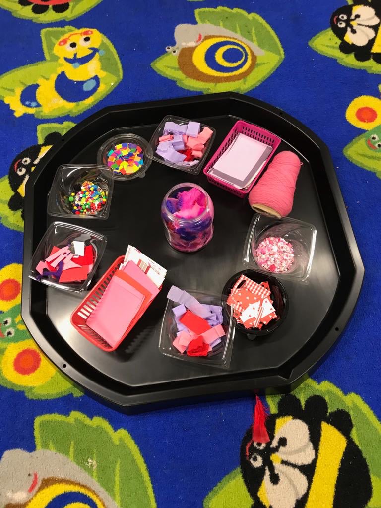 Senior infants made some lovely valentine art with these materials!
