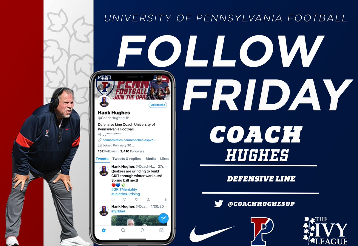 #FollowFriday It’s that time of the week! Follow our Defensive Line Coach, @CoachHughesUP! #JointheUPrising #ChampionYourLife