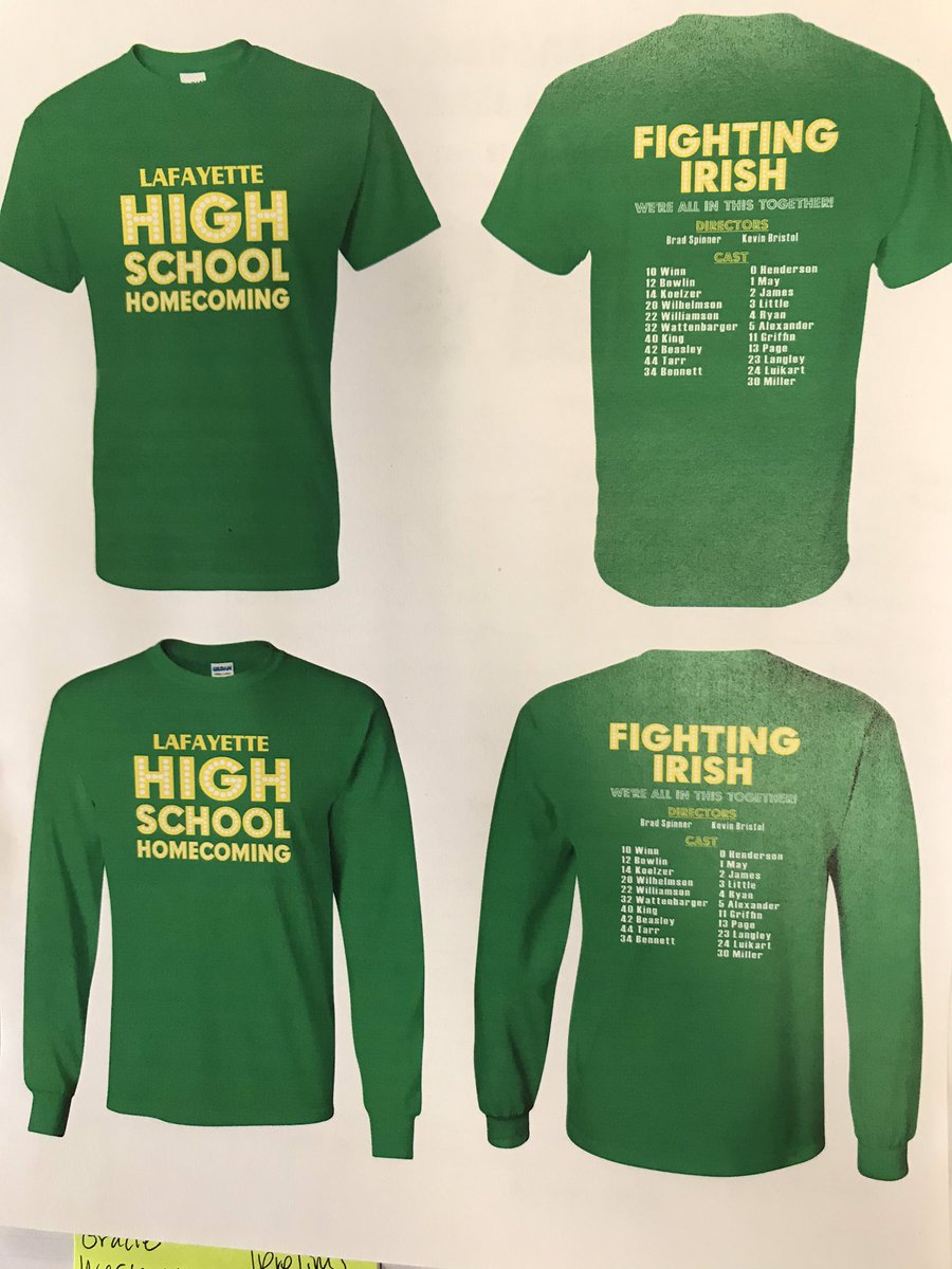 Since we were unable to sell extra Homecoming shirts on Green Thursday, there will be extras for sale at the game tonight. Sizes are limited. $15 for short sleeved and $20 for long sleeved.