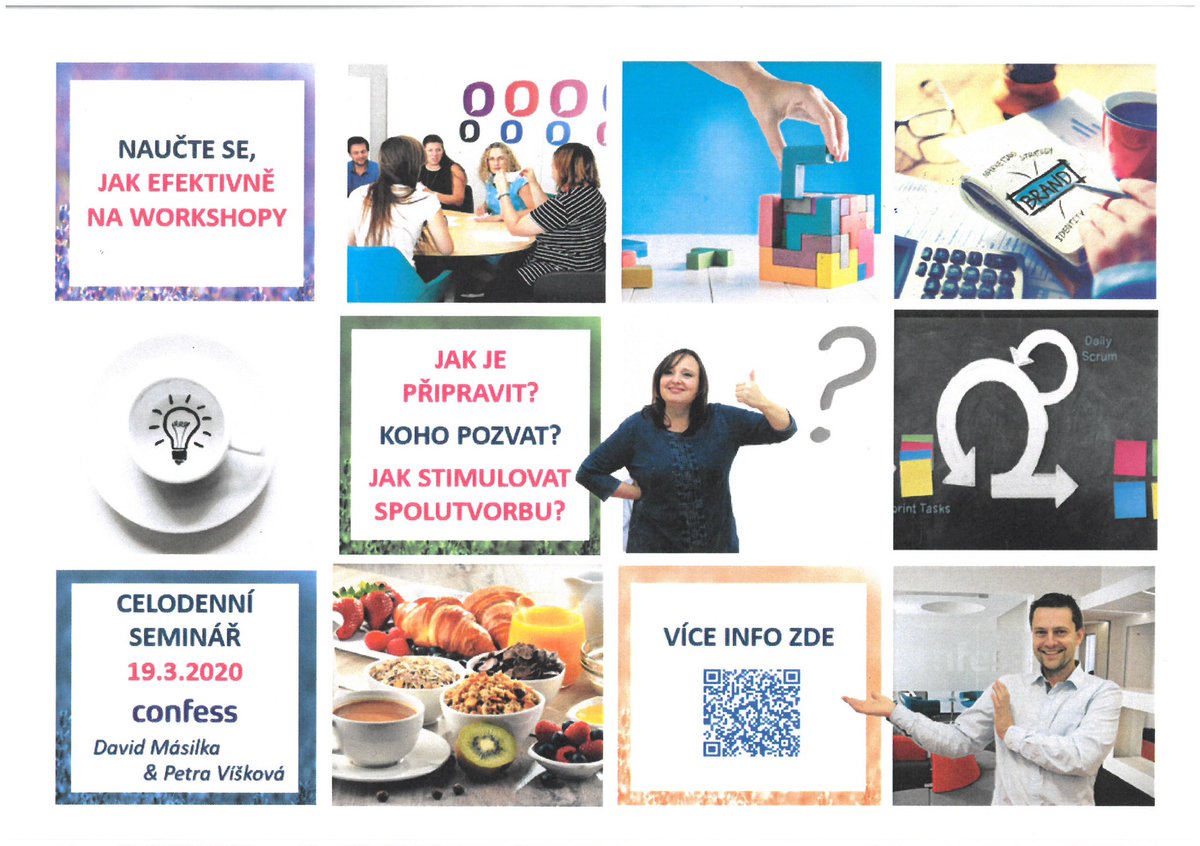CONFESSResearch's tweet image. Chcete se naučit, jak facilitovat workshopy a jaké kreativní techniky použít? Přijďte 19.3. na celodenní seminář s Davidem Másilkou a Petrou Víškovou! Více na confess.cz