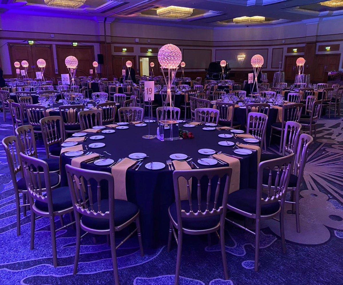furniture4event's tweet image. It’s Friday! Completed another huge event featuring our Gold Cheltenham Banquet Chairs and Crystal Globes on the Mia Stand, fantastic combination! 🤩