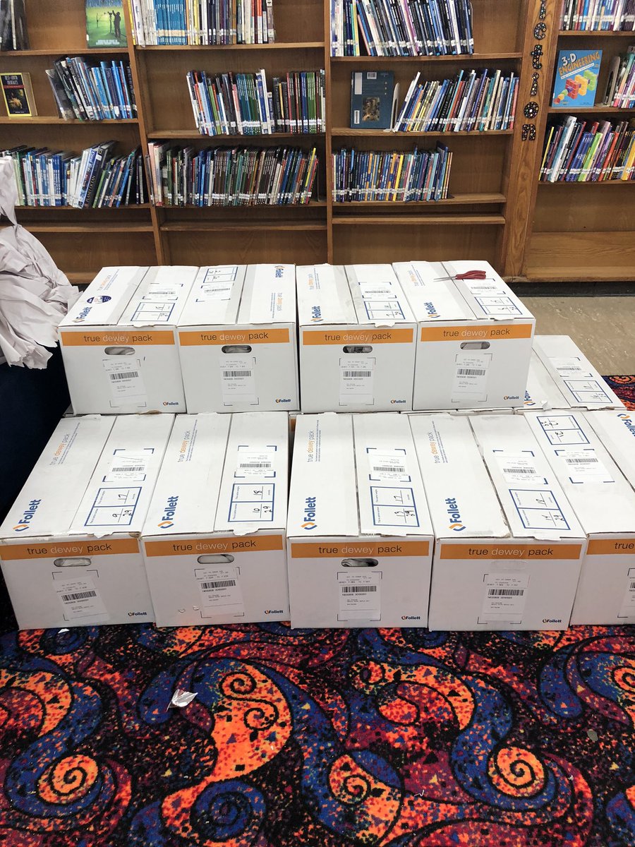 New fiction books unboxed with genre labels and ready for checkout and the rest I still need to do. Books make the best Valentines. <a href="/MRMSlions/">Middle River Middle</a> #bcpslms