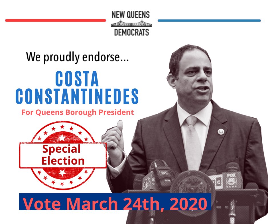 MrsMetDemClub's tweet photo. Costa is the only candidate who has a bold and progressive agenda for Queens Borough President. We are proud to endorse his candidacy. @Costa4NY https://t.co/l3ejgVDvXW