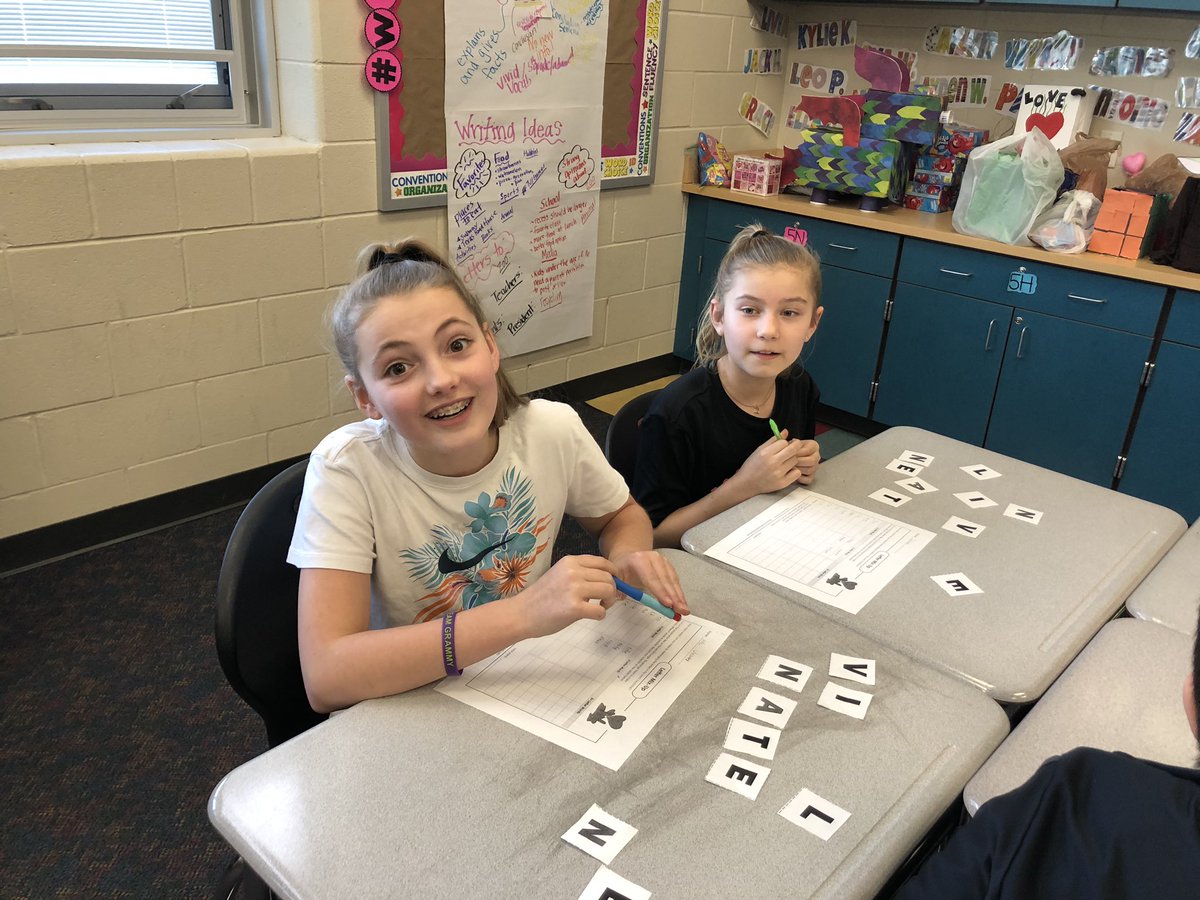 Trying to make as many words as they can from the word valentine. #happyFeb14 #makingwords #funin5th #OtsegoKnights