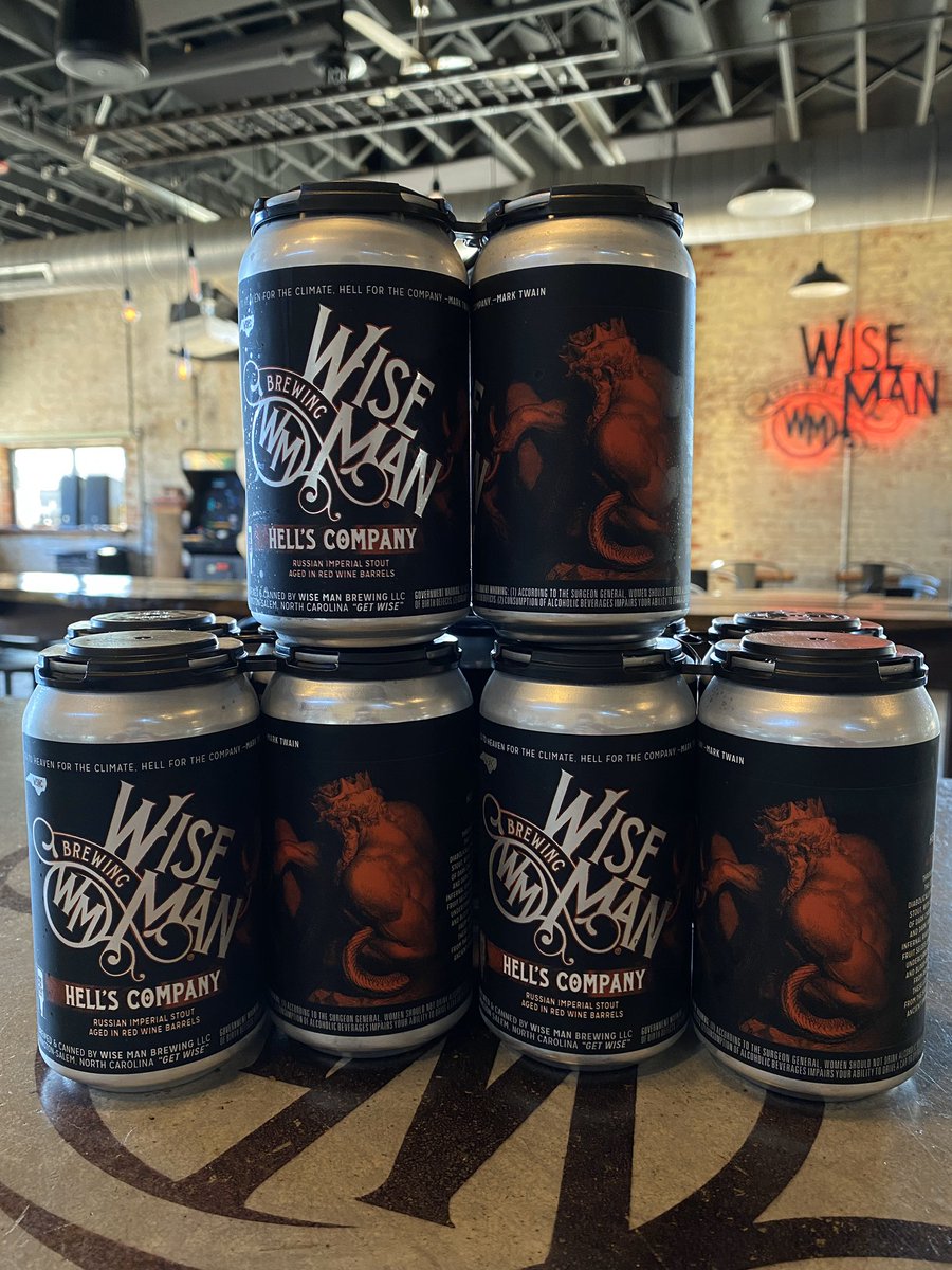 Hell’s Company, Russian Imperial Stout aged in Red Wine Barrels, four packs available in the taproom today!
