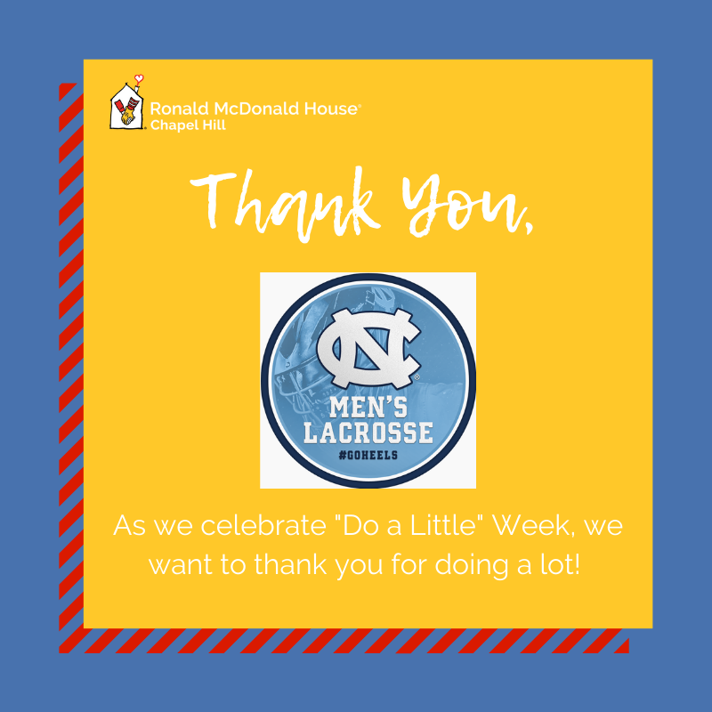 rmhchapelhill's tweet photo. SATURDAY! Join us for RMH Day at @UNCMensLacrosse at noon! Look like the team and get a pair of Carolina Blue & White socks with a donation! #DoALittleWeek https://t.co/2xDevzOzKD
