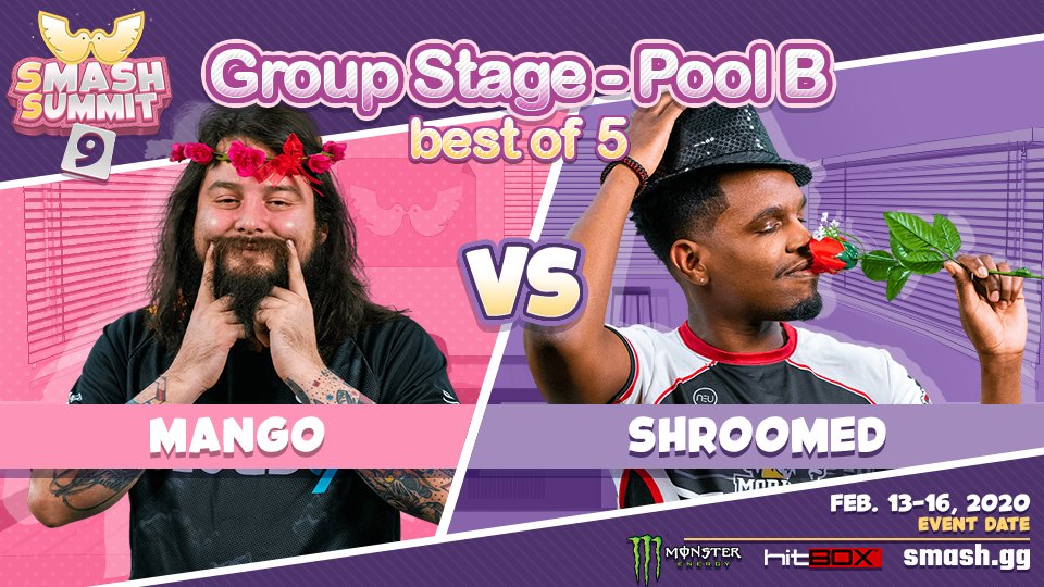 BTSsmash's tweet image. The hype match-ups aren't slowing down anytime soon today at #SmashSummit 9!

Up next, coming from Pool B, we have @C9Mang0 vs. @Shroomed08!! 🌹

Don't miss the action.

📺 twitch.tv/btssmash
🗣️ @TrifSmash @toph_bbq @ViciousVish @webssmash