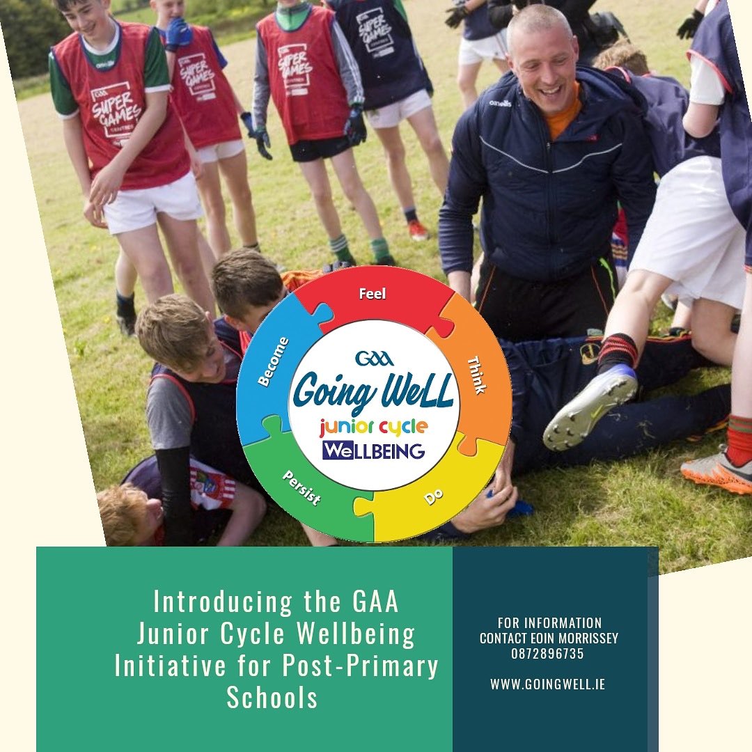 Leinster GAA (@gaaleinster) on Twitter photo Are you a teacher (👨🎓) promoting Wellbeing within your school. (🏫)
The GAA has designed a Wellbeing program for the Junior Cycle suitable for all schools. 🤸♀🏃♂🏃♀
Contact <a href="/eoinmorrissey88/">Eoin Morrissey</a> for more information. 🔊
#GoingWELL #GAABelong Are you a teacher (👨🎓) promoting Wellbeing within your school. (🏫)
The GAA has designed a Wellbeing program for the Junior Cycle suitable for all schools. 🤸♀🏃♂🏃♀
Contact <a href="/eoinmorrissey88/">Eoin Morrissey</a> for more information. 🔊
#GoingWELL #GAABelong