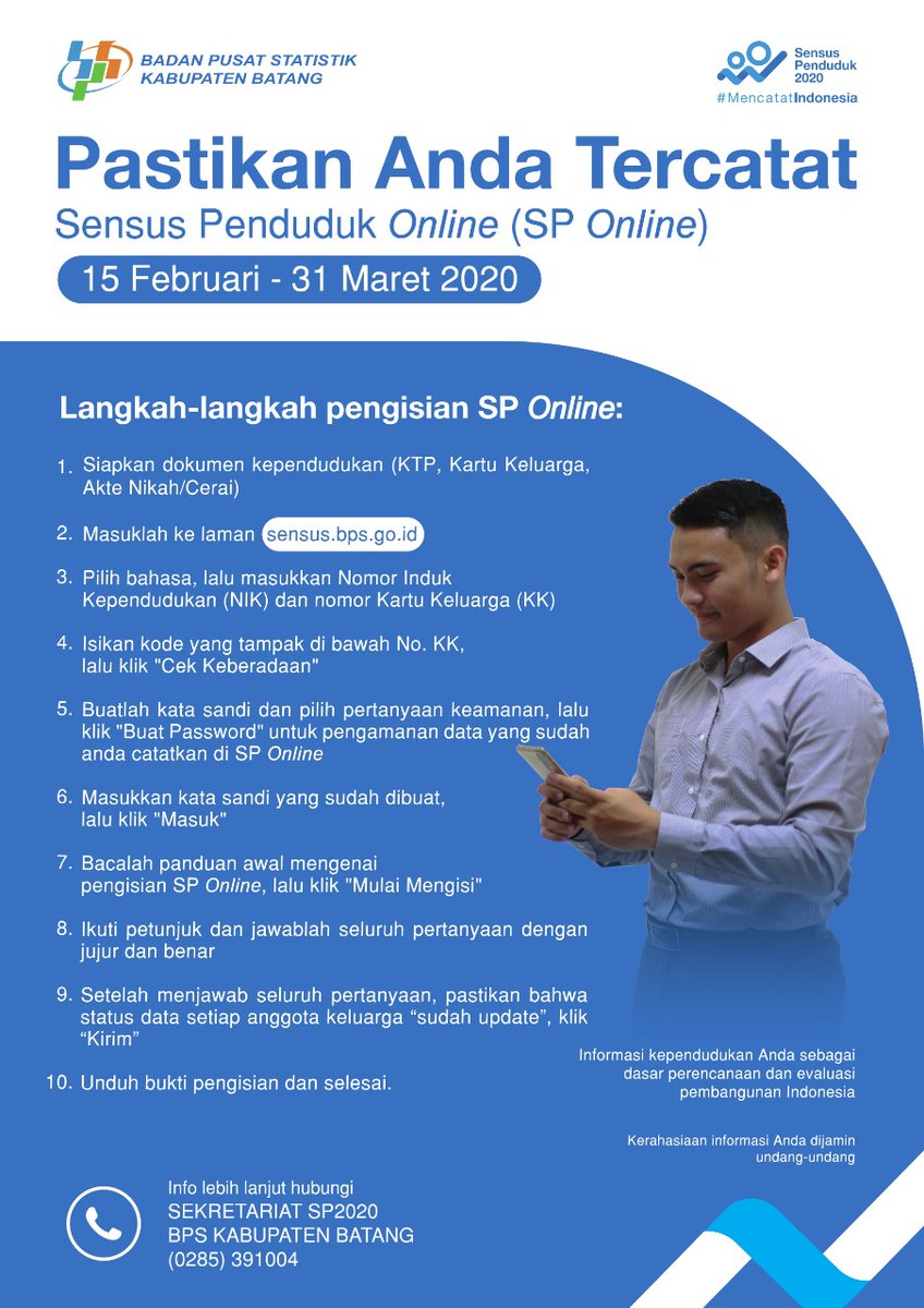 Pastikan Anda Tercatat. Sensus Penduduk Online(SP Online) 15 Februari - 31 Maret 2020 <a href="/bps_statistics/">Badan Pusat Statistik</a> <a href="/bpsprovjateng/">BPS Prov Jawa Tengah</a>