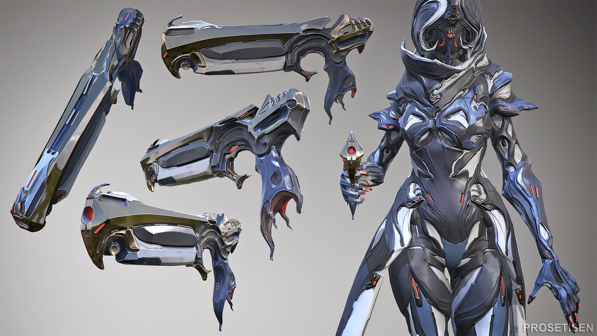 PROSETISEN's tweet image. Just for fun🤔 
Inspired by Wisp legs.
But if one day it will be available to make custom Tennogen skins for weapons, I will be ready😏