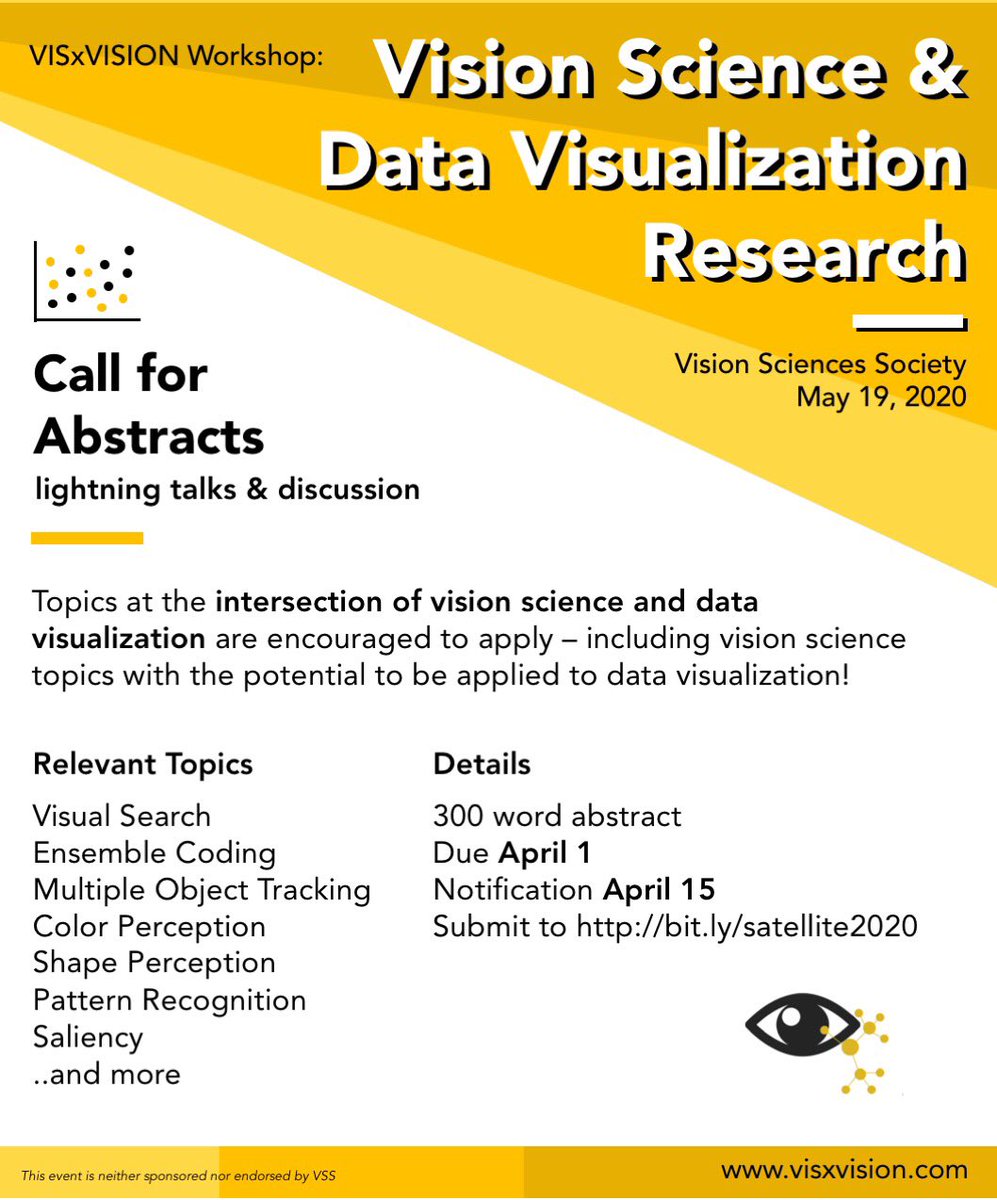 We're celebrating Valentines Day with a big announcement for 🏖 VSS 2020 ❤️ We've organized another satellite event featuring research talks and networking!

Submit to bit.ly/satellite2020 by April 1st. 
More info at visxvision.com 

#visionscience #datavisualization