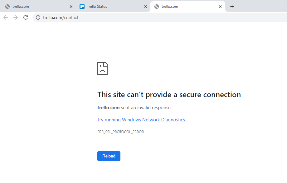 forrest_carlson's tweet photo. @TrelloStatus Is everything okay over there? I can't reach Trello or even use the Trello Status report button to let you know that I can't reach Trello. The rest of the internet seems to work, so I'm a bit worried about you. Is it just me? https://t.co/hQlxlP42N6