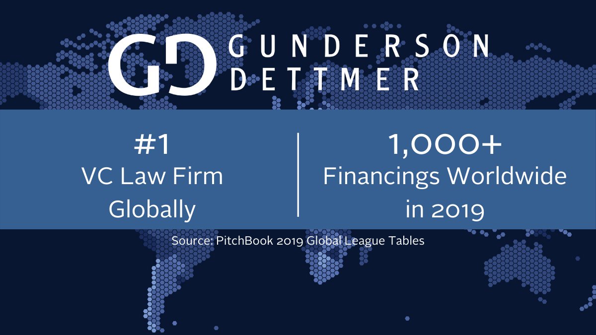 PitchBook named us the # 1 VC Law Firm Globally for 2019, a ranking we have won since 2014. Also the first time any firm has ever closed more than 1,000 financings in one year. We thank our extraordinary clients for their continuing confidence. bit.ly/GDranked1