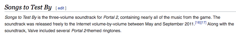 Portal 2: Songs to Test By — Aperture Science Psychoacoustic Laboratories (Mike Morasky & Others)Although a lot of Portal's best musical moments are procedurally generated, this ver. is still very enjoyable. The extra disc on the collector's ed. has songs from the 1st game too.