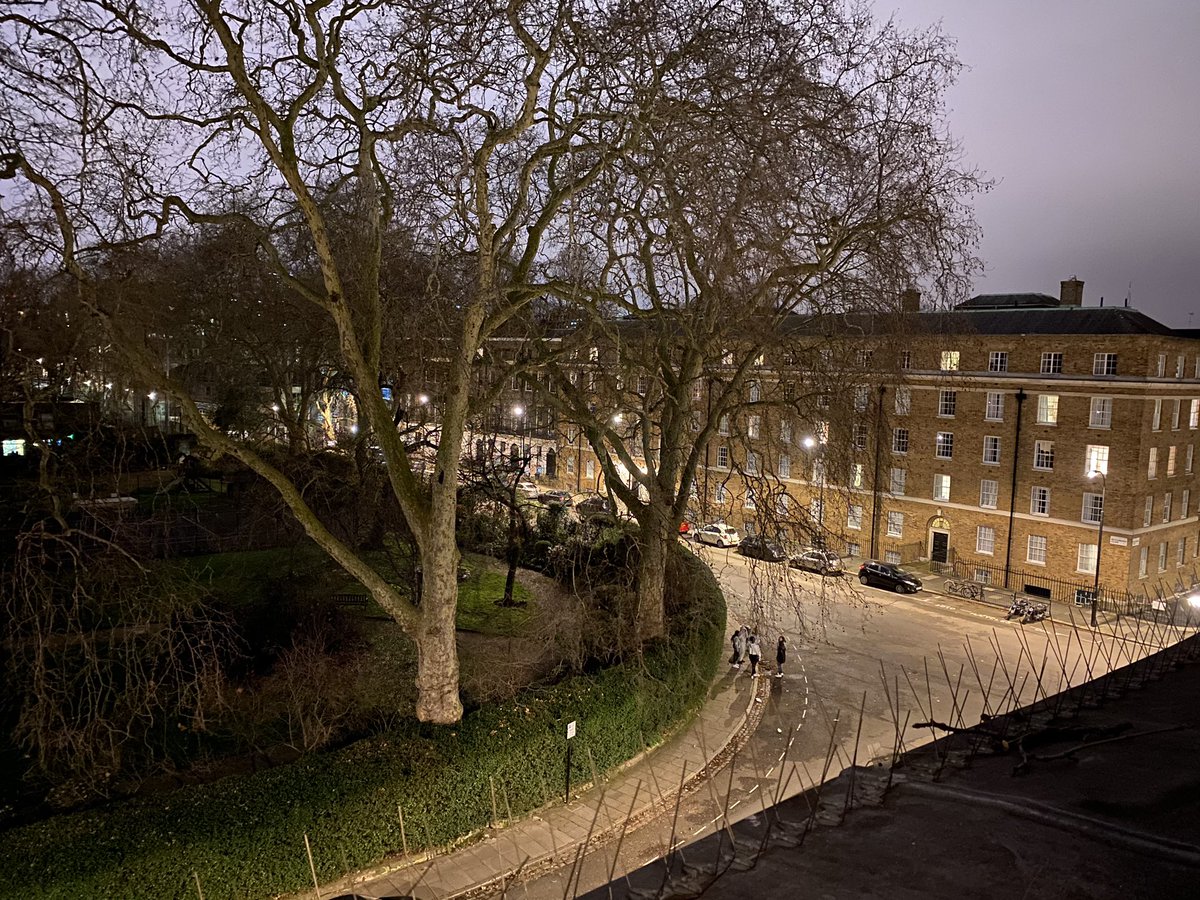 c_s_wallace's tweet photo. For those reading @francescawade #SquareHaunting @faber, here’s a snap of #MecklenburghSquare #Bloomsbury right now - the side #HD lived on. https://t.co/4es7wa7Obq
