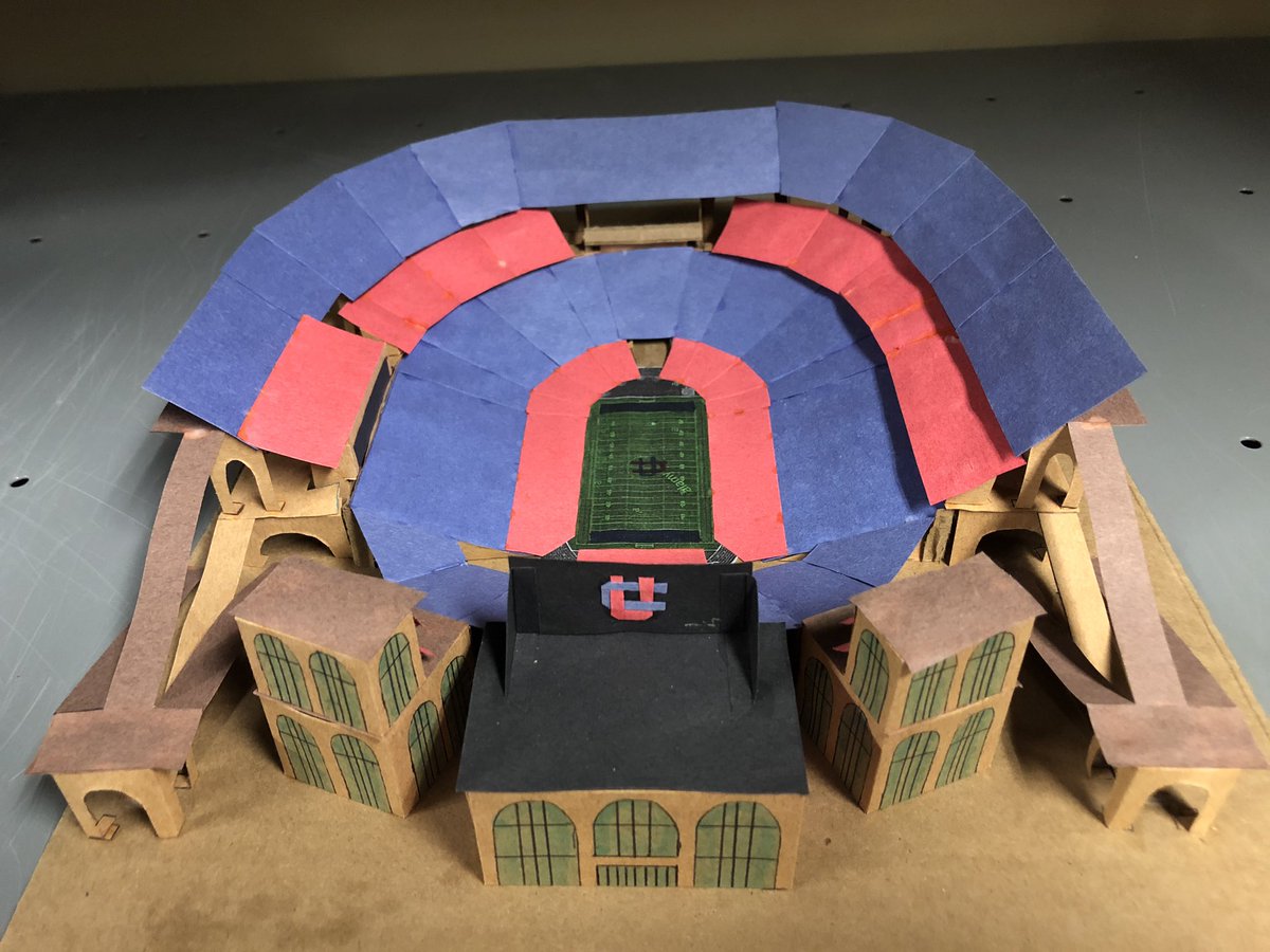 Paper Stadium #3 Another made up stadium for a made up college. I even made up a logo for the made up college. First time I used construction paper. I realized it was easier than cardboard.