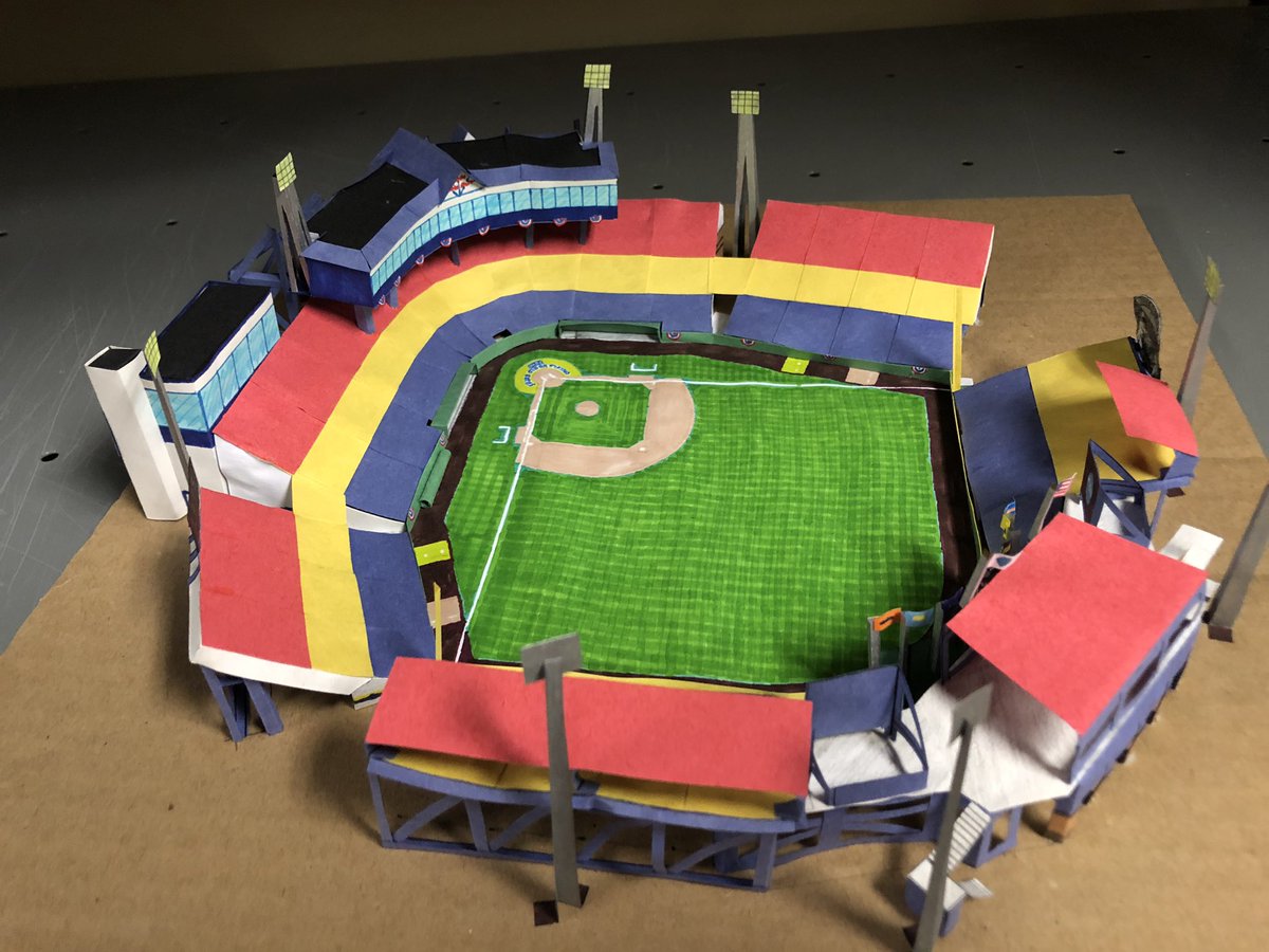 Paper Stadium #4My first model stadium. I grew up down the street from Rosenblatt Stadium and always loved how colorful it was. As you can see, my stadiums are starting to look more and more realistic with more and more detail.