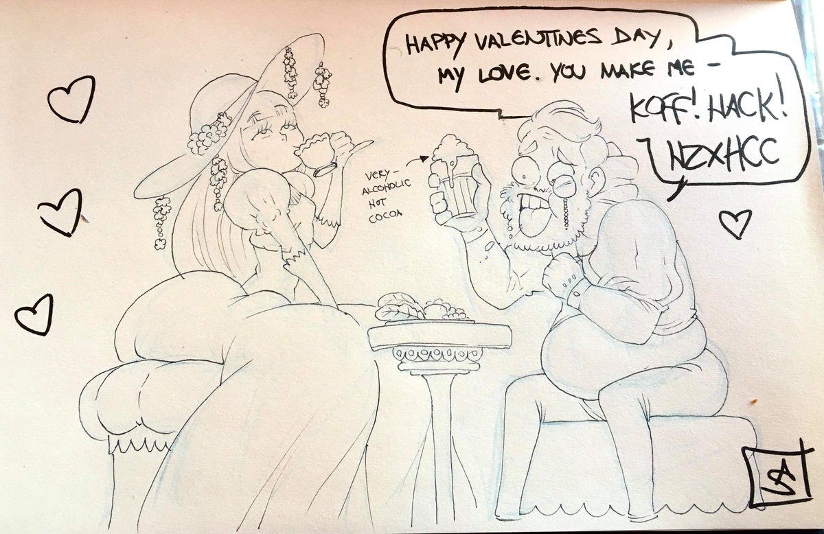 My GF and I went out to a swanky tea house for Valentine's Day, so I drew us in fancy attire being as ROMANTIC and ELEGANT as ever!

(She loved the poofy dress I gave her ?) #Valentines2020 