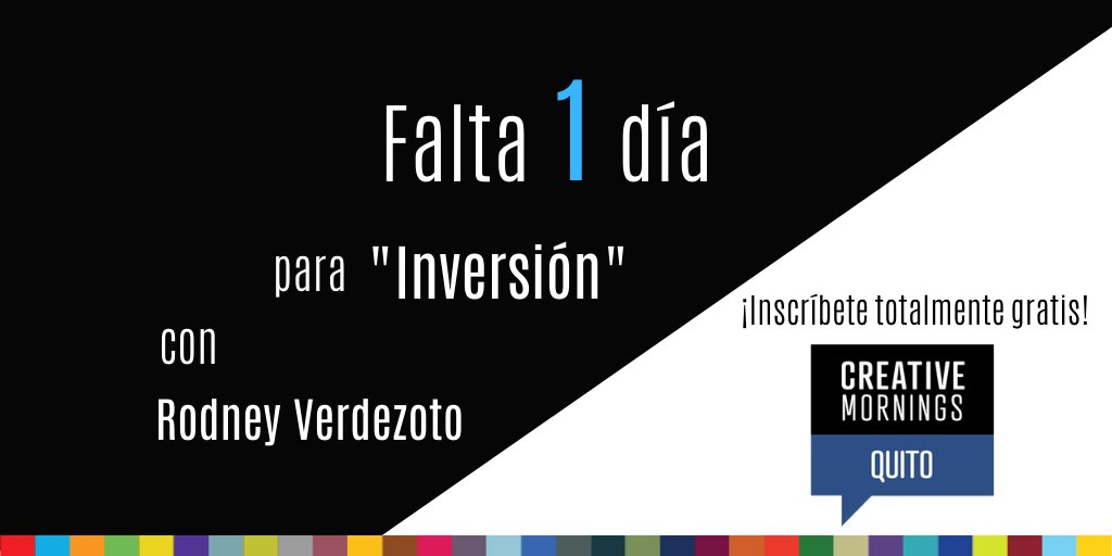 Ya falta poquito ¡mañana nos vemos junto a <a href="/rodneyverdezoto/">Rodney Verdezoto</a>  en <a href="/CreperolaTeatro/">Creperola del Teatro</a> ! 💙💙💙. Si aún no te has inscrito no te olvides hacerlo en 👉creativemornings.com/talks/inversio…👈