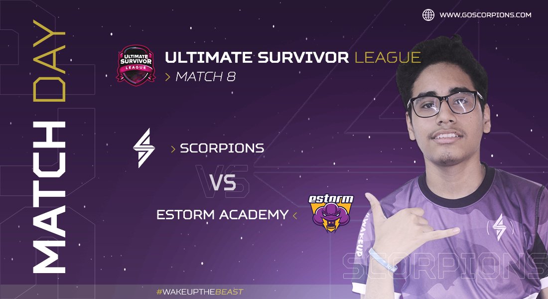 🦂| #MatchDay
🗡️| <a href="/USurvivorL/">Ultimate Survivor League</a>
⌚| 7:00 🇵🇪 

El día de hoy nos estaremos enfrentando a @ESTORM_ACADEMY por la octava fecha de la #USL.

¿Saldremos victoriosos? 🔥🦂

#WakeUpTheBeast