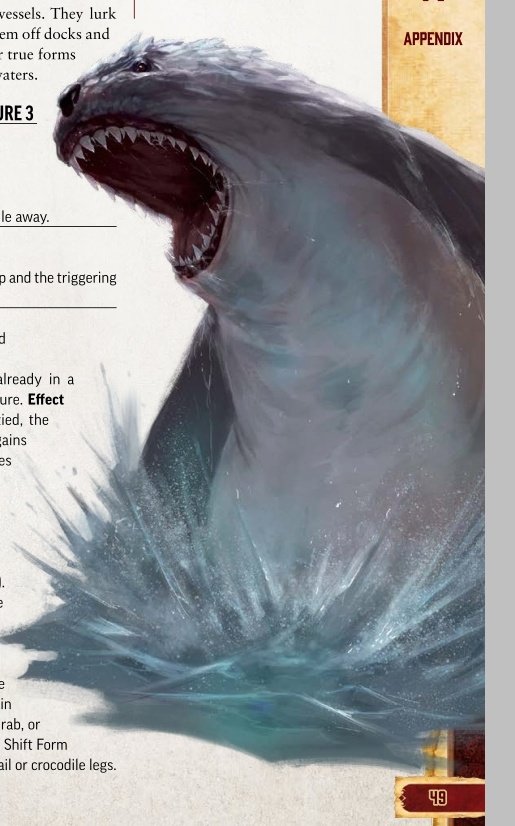 bunyip: one of the cooler monster designs based on Actual cryptids. I dig it. half rabbit, half shark. HOT. #pf2  #ttrpg