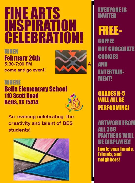 Bell_ES_TX's tweet photo. Makes plans to come celebrate fine arts at BES. https://t.co/0UFwMfCKgt