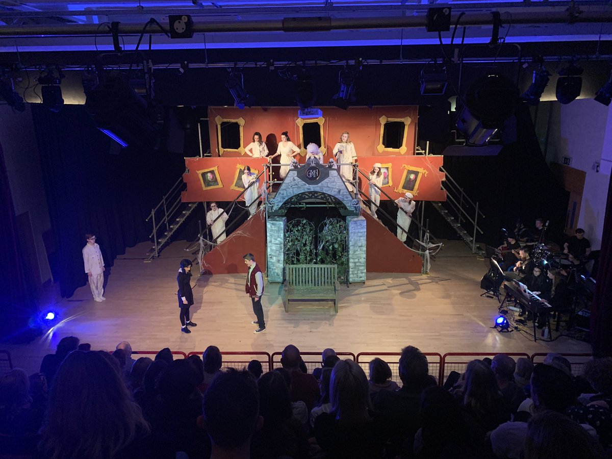 SpiresArtsTech's tweet photo. Show four done! Super proud of the consistent professionalism, energy and commitment displayed by the performers, musicians and crew!! One more tomorrow at 2pm with a few tickets left if you haven’t had a chance to come and watch....#TheAddamsFamily @SpiresCollege https://t.co/VnqoBTeOjx